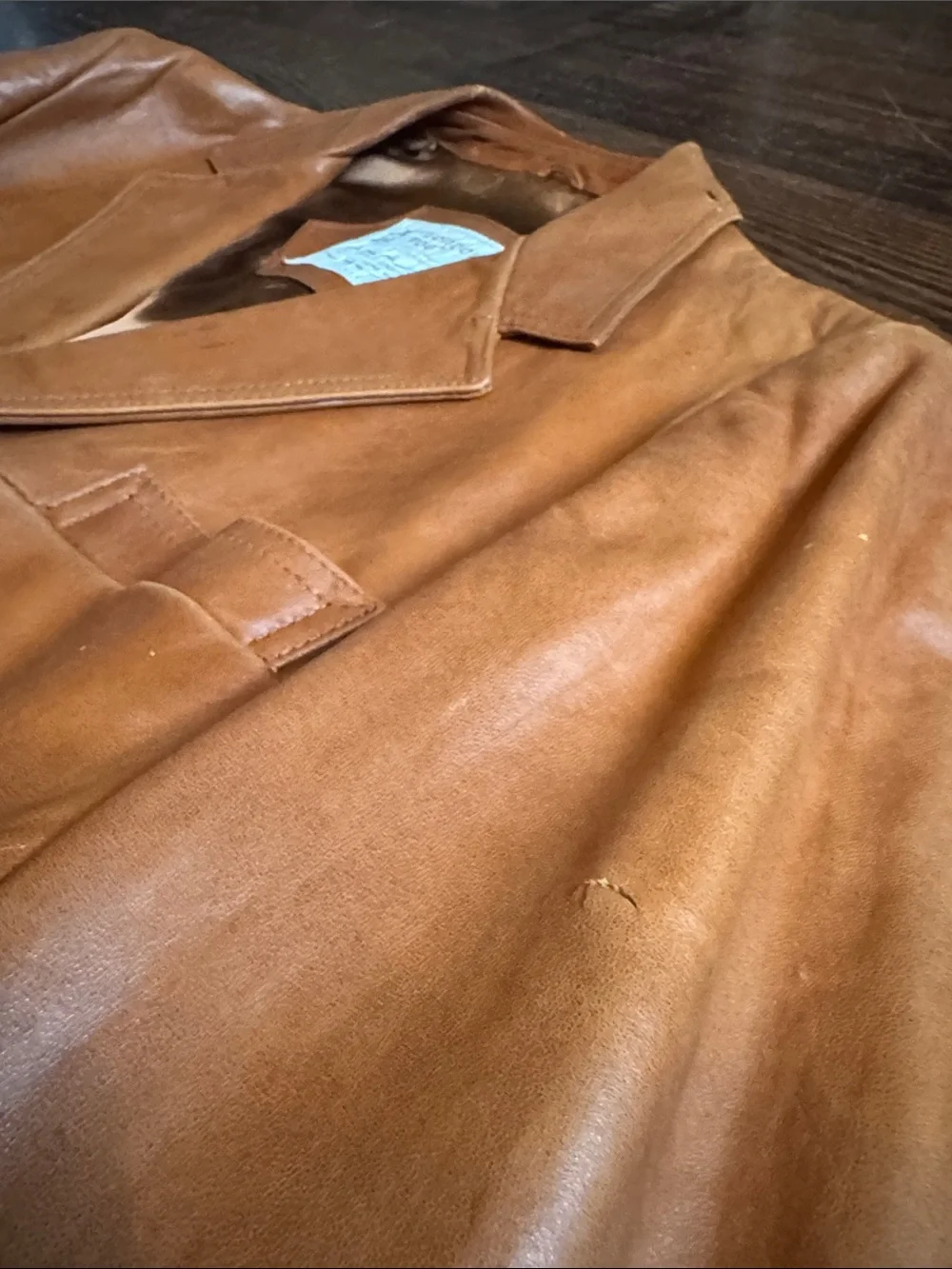 Vintage 70’s London Fog Cognac Leather Blazer Jacket 46R - Made In USA